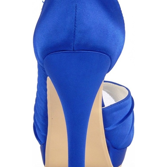 Elegant park women high heel platform . Royalblue - Picture 4 of 5